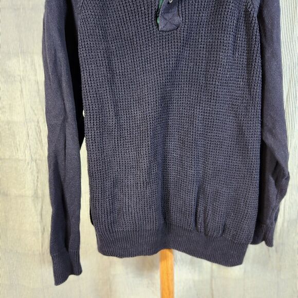 Weatherproof XL $85 Vintage 100% Cotton Navy Ribbed Knit Quarter Button Sweater - Picture 2 of 9